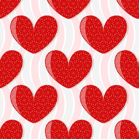 Pattern of painted hearts. Seamless vector valentines day illustrationのイラスト素材