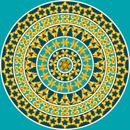 Vector illustration. Circular pattern of abstract shapes decorative flowersのイラスト素材