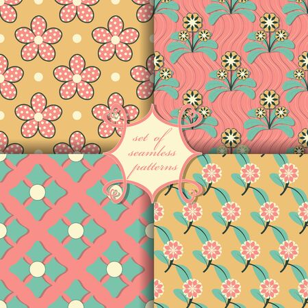 set of seamless vector paper with abstract geometric shapes decorative flowers and design elements for decorationのイラスト素材