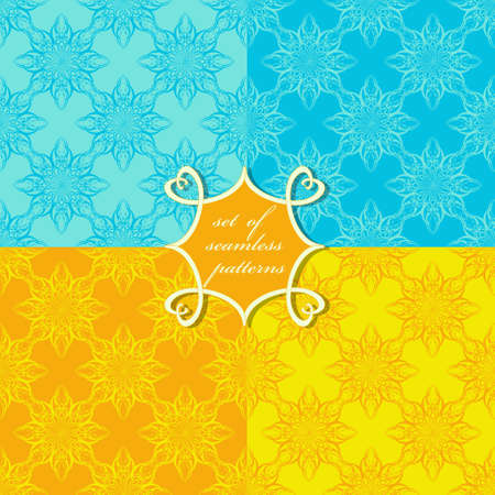 set of seamless vector paper with abstract geometric shapes decorative flowers and design elements for decorationのイラスト素材