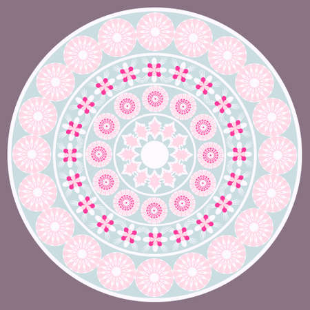 Circular pattern of abstract shapes decorative flowers. Vector illustration.のイラスト素材