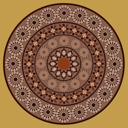 Circular pattern of abstract shapes decorative flowers. Vector illustration.のイラスト素材
