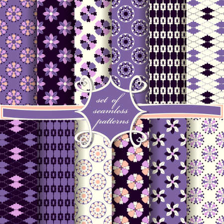 Set of seamless vector paper with abstract decorative shapes, circular patterns. Can be used for wallpapers, fill images, web page, background, surface.のイラスト素材