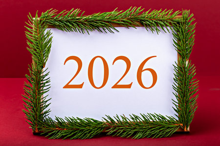 Mockup. New Year. Festive mockup featuring the year 2026 for design or advertising elegantly framed...