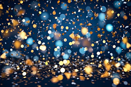 Festive background. Colorful confetti in various shapes and sizes falls against dark background, creating vibrant bokeh effect that enhances festive atmosphere, perfect for celebrations. Christmasの素材