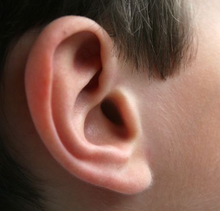 Right ear of a young boy