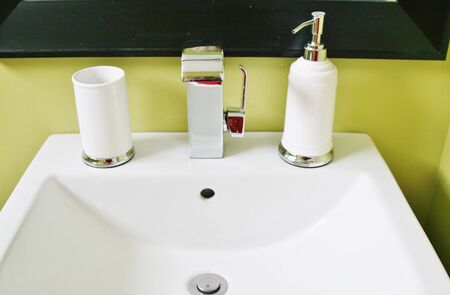 View of sink with accessoriesの写真素材