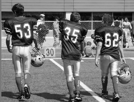 Football students walkingの写真素材