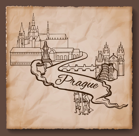 Welcome To Prague Poster Banner Sticker With Czech Capital