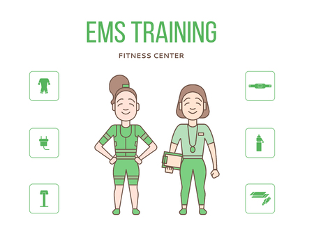 Ems training web banner or flyer with icons in flat style. Electのイラスト素材