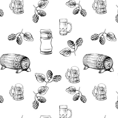 beer pattern vector illustration, template for menuのイラスト素材