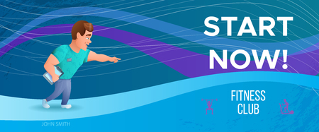 Fitness banner or flyer with personal trainer or bodybuilder.Vecのイラスト素材