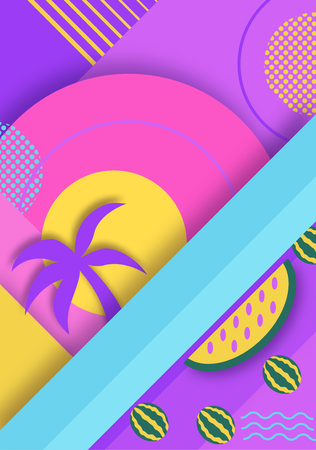 Color trendy vector set of geometric fashion posters or backgrou