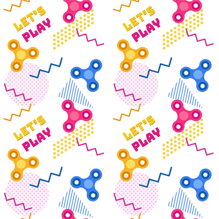 Fidget spinner seamless memphis pattern or background with colorのイラスト素材