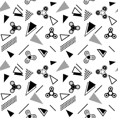 Fidget spinner seamless memphis pattern or background with blackのイラスト素材