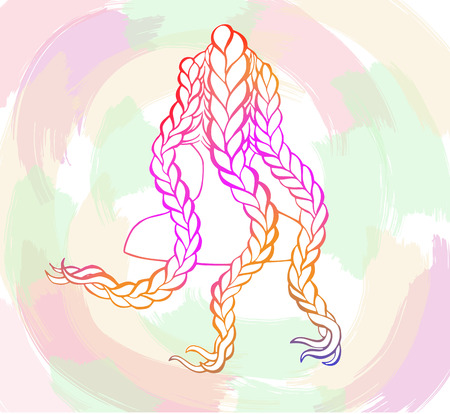 Colored african or boxer braids sketch style conceptのイラスト素材