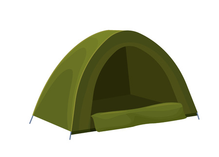 Tent isolated icon in cartoon style, camping camouflage accessory vector illustrationのイラスト素材