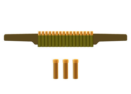 Bag with bullets icon in cartoon style, weapon for hunting vector illustrationのイラスト素材