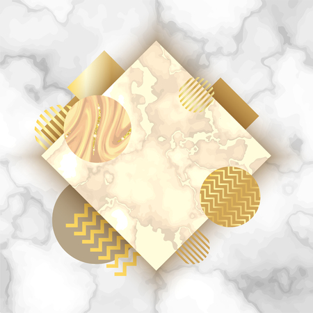 Golden backgroung for brochure, banner, marble texture in trendy minimalistic geometric style with triangles, gold lines, granite, glitter, vector fashion wallpaperのイラスト素材