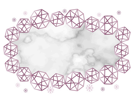 Winter minimalistic poster in trendy scandinavian geometric style with lines, marble stone texture, christmas tree silhouette, snowflakes, metal foil and glitter, holiday invitation templateのイラスト素材