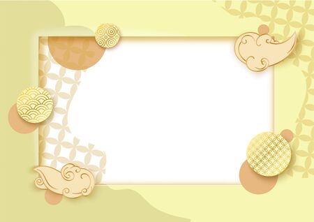 Paper art frame with  wave pattern.のイラスト素材