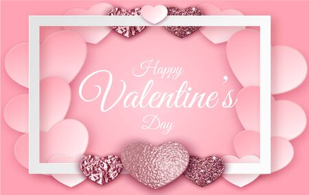Valentine day geometric frame, marble texture, background in trendy minimalistic style.のイラスト素材