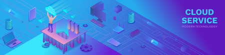Cloud service isometric design template