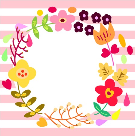 Flower Wreath Greeting Card Templateのイラスト素材