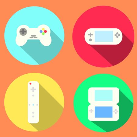 Portable and Video Games Flat Iconsのイラスト素材