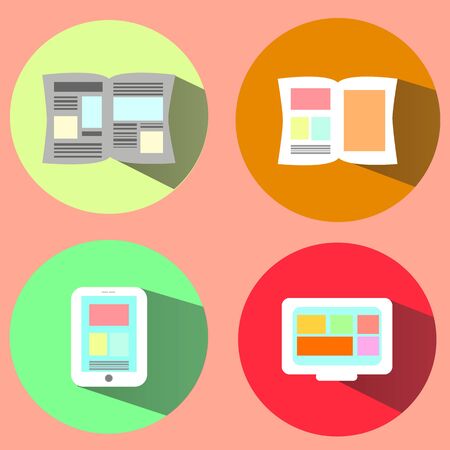 Printed and Digital Media Flat Iconのイラスト素材