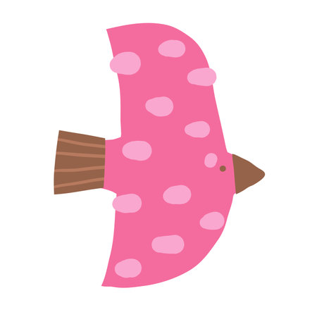 Cute morass, bog nature composition, postcard with funny hand drawn doodle flying pink bird. Wild pond, swamp nature t shirt print, cover, template, banner, poster print objectsのイラスト素材