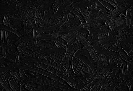 The background is black. Texture of paint and plaster on the wall with a pattern of strips.の写真素材