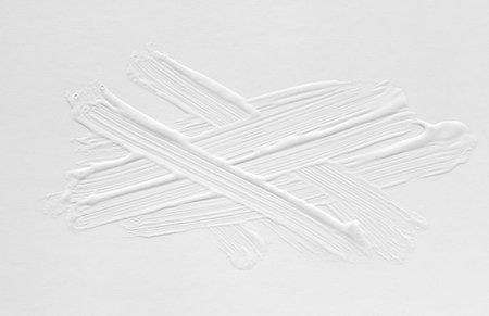 3 d texture of white paint with handmade brush strokes, decor elements for modern design. Abstract background for screensaver template and wedding card in gray gradient.の写真素材