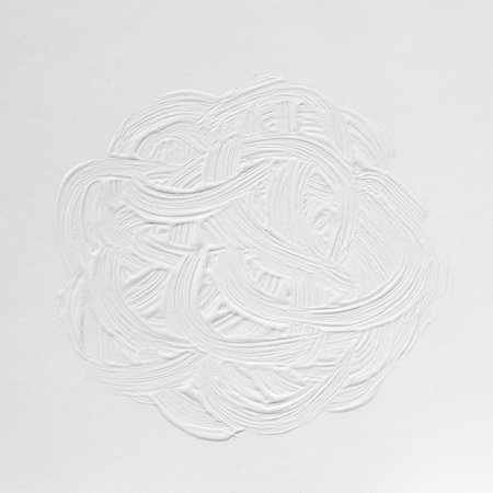 3 d texture of white paint with handmade brush strokes, decor elements for modern design. Abstract background for screensaver template and wedding card in gray gradient.の写真素材