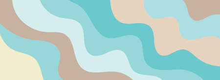 Background with waves of the sea, template for splash. Blue, brown and yellow are trendy pastel shades for summer designs.のイラスト素材