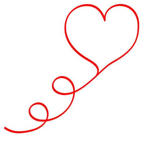 Red heart - symbol of lovers, flat doodle cartoon vectorのイラスト素材