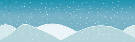 Winter background with snow, forest and mountains, flat vector cartoon. A simple landscape for a splash or cover for a New Year's card.のイラスト素材