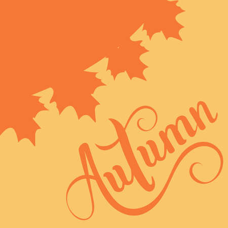 Autumn - the word is written in lettering, handmade for the design of the postcard. Beautiful letters for the holiday and packaging.のイラスト素材