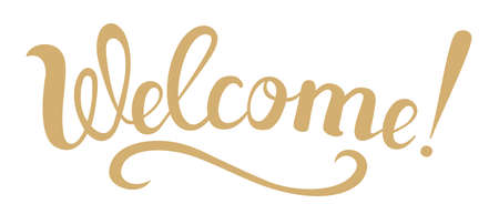 Welcome - the word is written in handwritten letters. Lettering wishes for web design.のイラスト素材