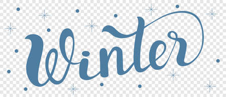 Winter - Lettering is written in blue letters. Template for a festive New Year card.のイラスト素材