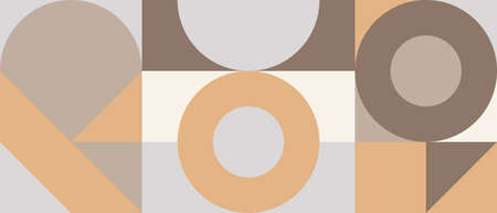 Trendy vector abstract geometric background with circles in retro scandinavian style, cover pattern...