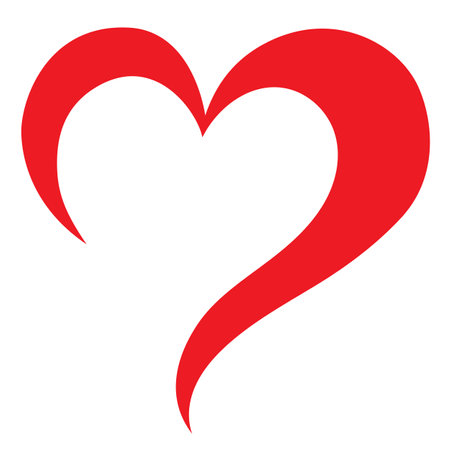 Red heart vector emblem or logo drawing, hand drawn flat cartoon sketch. Greeting card template for Valentine's Day and Mother's Day.のイラスト素材