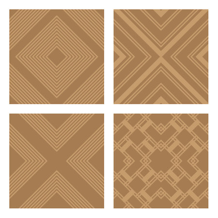 Set of brown ornaments with trendy patterns for creating tiles or wallpaper. Templates of round geometric shapes.のイラスト素材