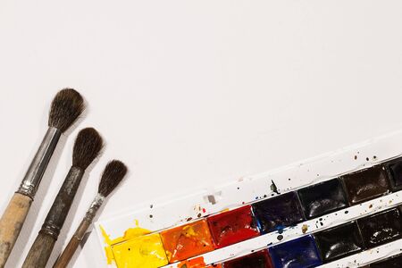 Brushes and watercolor paints
