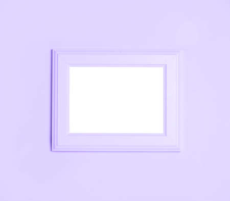 White frame with empty space for your text on pink background. Flat lay, top view.の写真素材