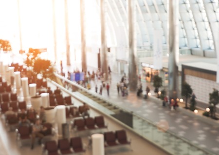 Blur background : Terminal Departure Check-in at airport with bokeh.の写真素材