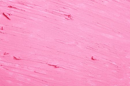 Pink Lipstick smudge texture isolated on white. Top view, flat layの写真素材