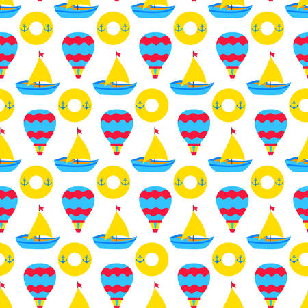Summer travel seamless pattern. illustration of trip vacation tile background.のイラスト素材