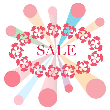 Sale discounts with pink circles on white. Vector illustration of abstract background.のイラスト素材