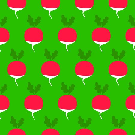 Radish seamless pattern. Vector illustration of  image of radish on a green background.の写真素材